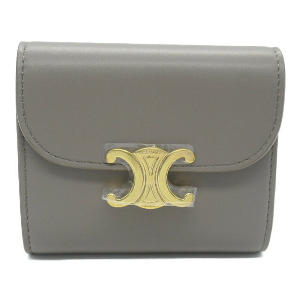 Celine Pepple Wallet Gray Triomphe Calfskin Shiny Leather - Picture 2 of 10